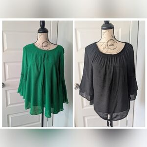 Large 2 Top Bundle - Studio  Green and New Direction Black Women